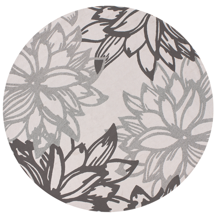 Tappeto rotondo moderno per interni e per esterni con motivo floreale 120 cm Grigio moderno balcone patio
