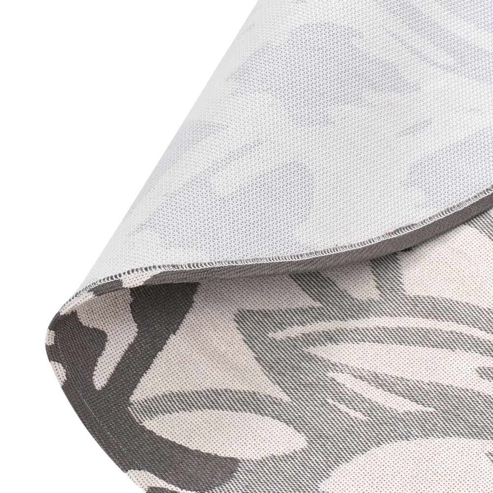 Tappeto rotondo moderno per interni e per esterni con motivo floreale 120 cm Grigio moderno balcone patio