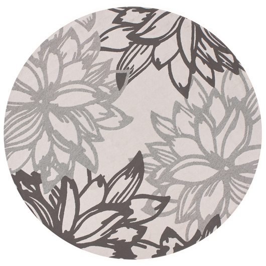 Tappeto rotondo moderno per interni e per esterni con motivo floreale 160 cm Grigio moderno balcone patio