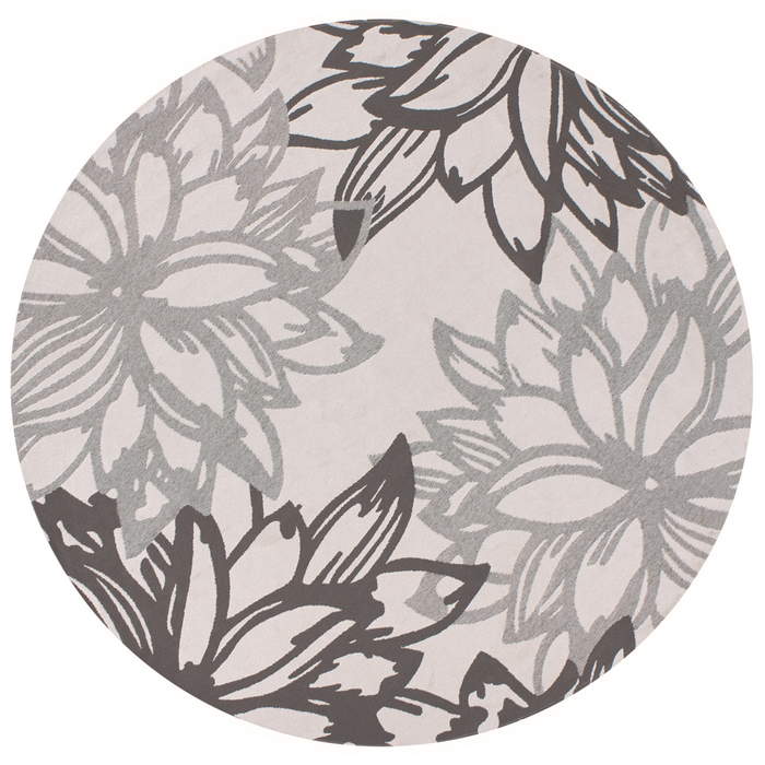 Tappeto rotondo moderno per interni e per esterni con motivo floreale 160 cm Grigio moderno balcone patio