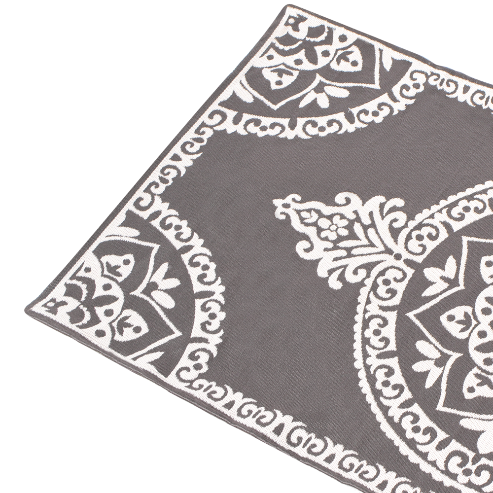 Tappeto rotondo moderno per interni e per esterni con motivo orientale 80 x 150 cm Grigio moderno balcone patio