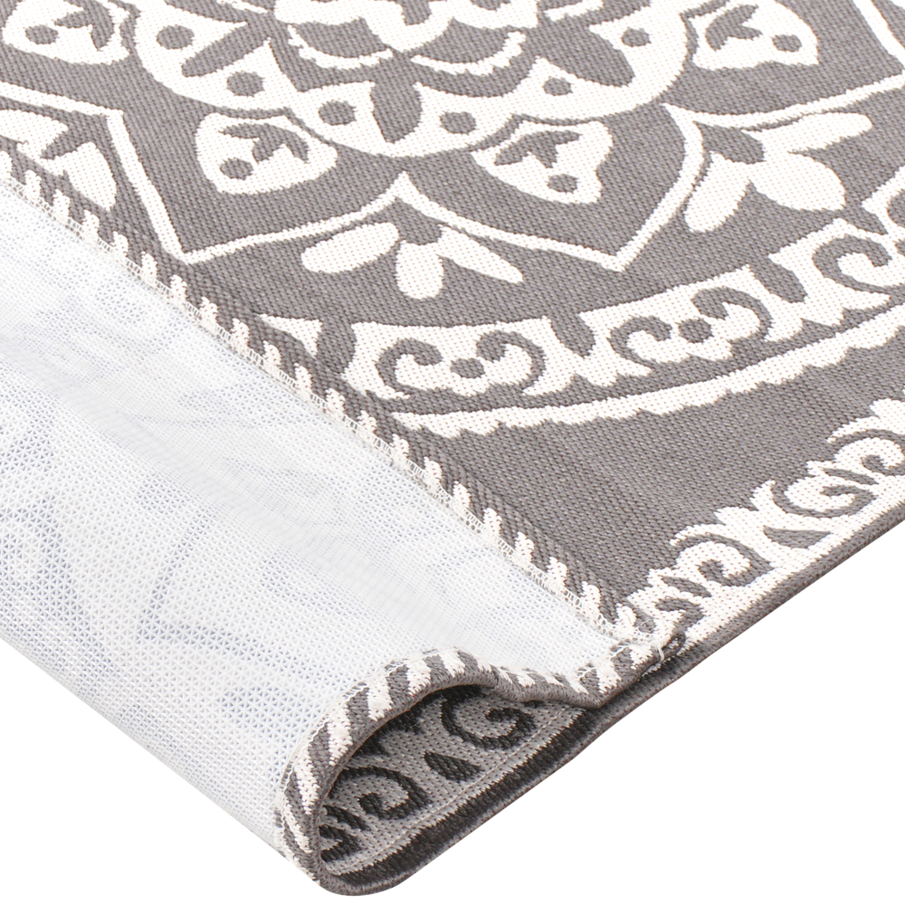 Tappeto rotondo moderno per interni e per esterni con motivo orientale 80 x 150 cm Grigio moderno balcone patio