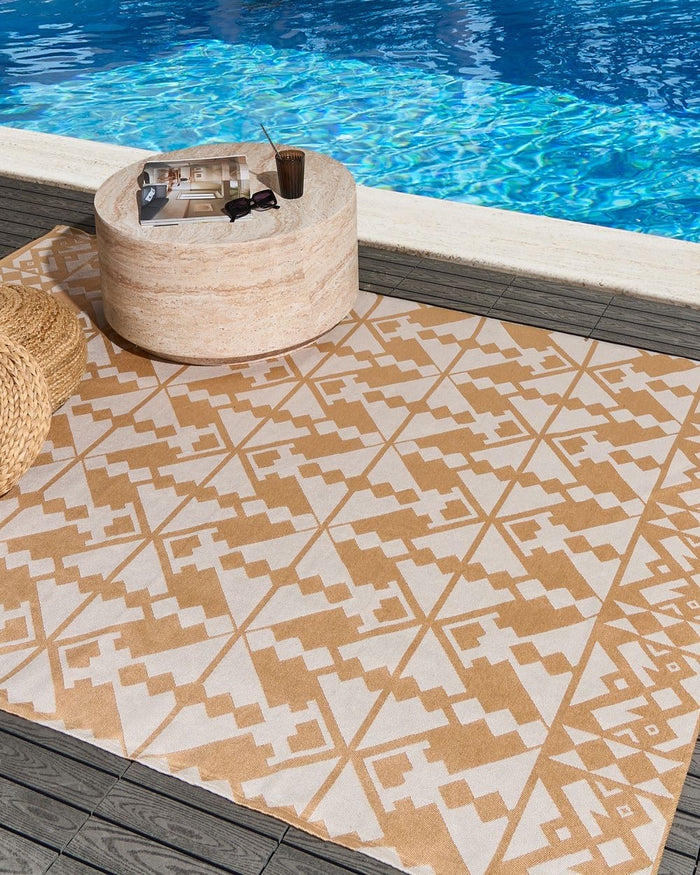 Tappeto per interni e per esterni con motivo geometrico 80 x 150 cm Beige moderno balcone patio
