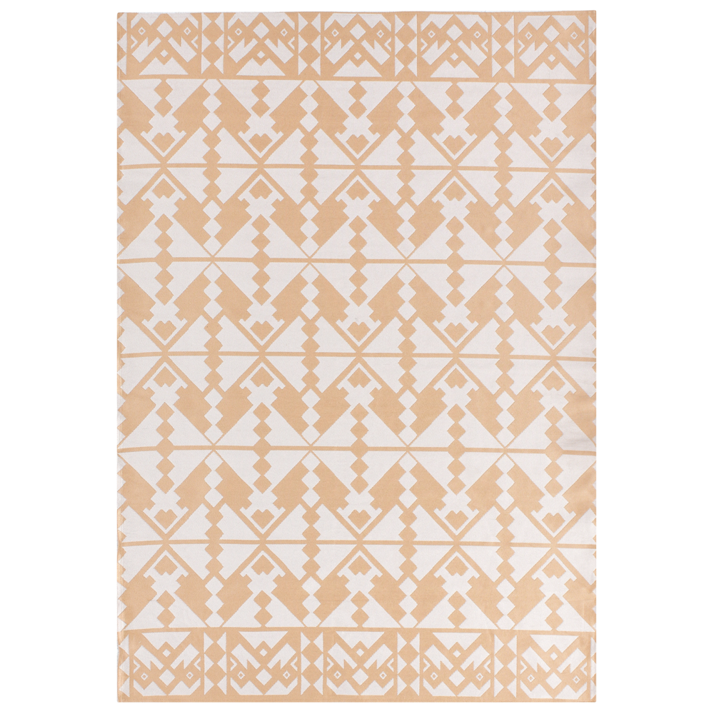 Tappeto rotondo moderno per interni ed esterni con motivo geometrico 160 x 230 cm Beige moderno balcone patio