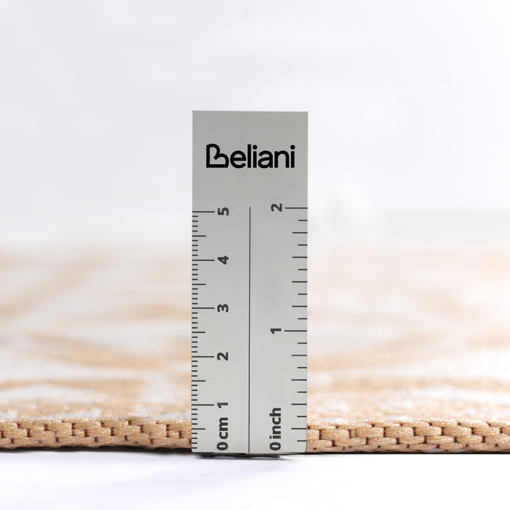 Tappeto rotondo moderno per interni ed esterni con motivo geometrico 160 x 230 cm Beige moderno balcone patio