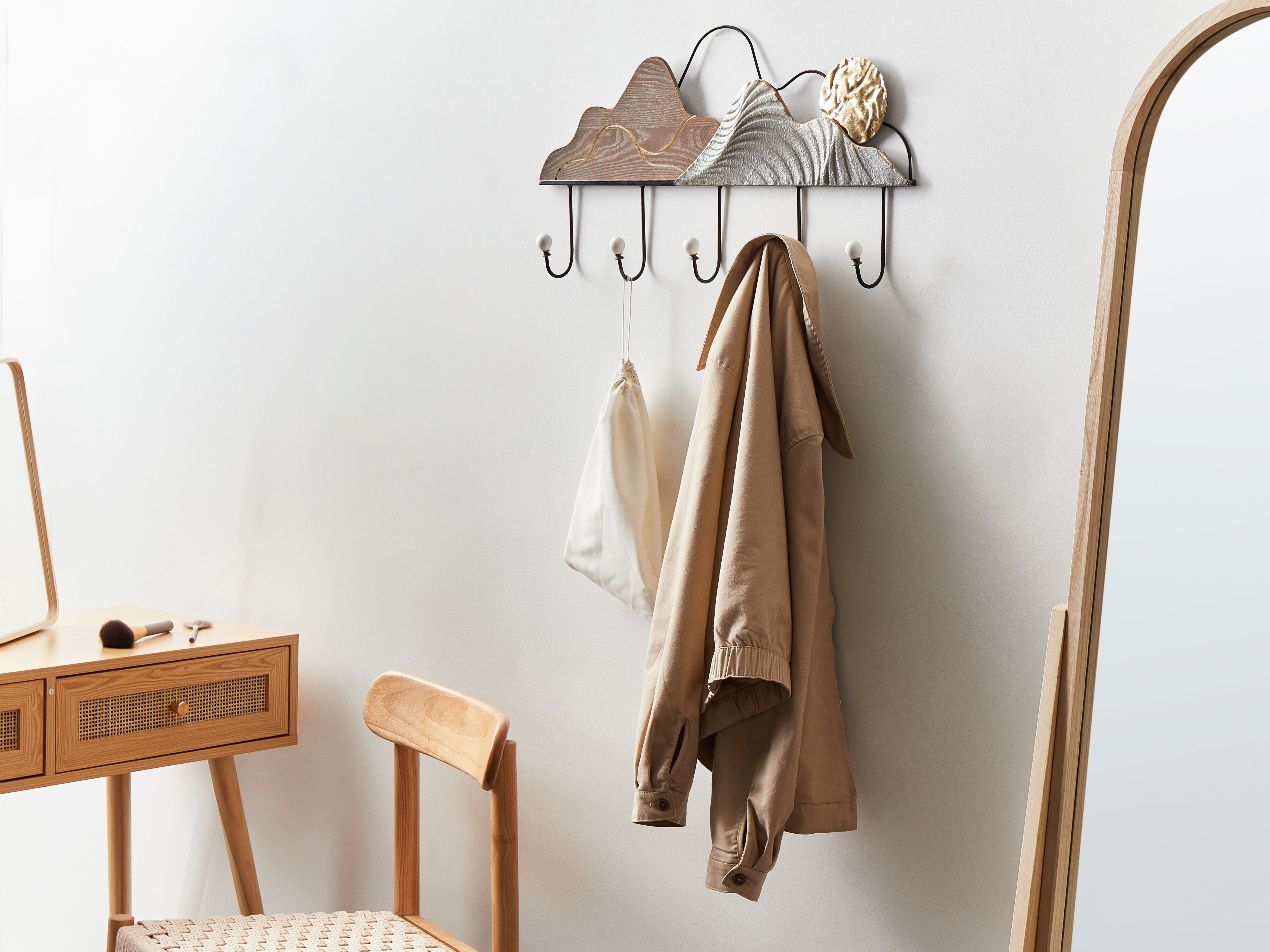 Appendiabiti a muro in ferro nero per giacche industriale moderno decorativo Accessori per corridoi