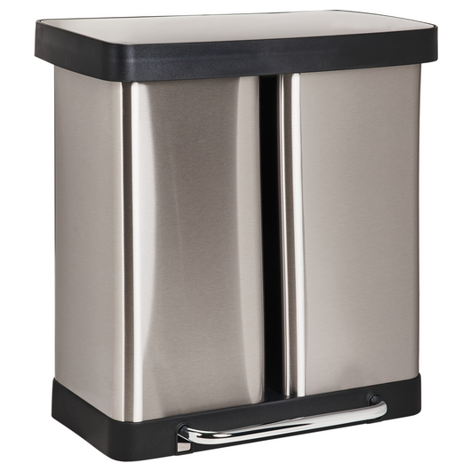 Cestino doppio con pedale e coperchio metallo Materiale sintetico Argento Cucina moderna Riciclabile