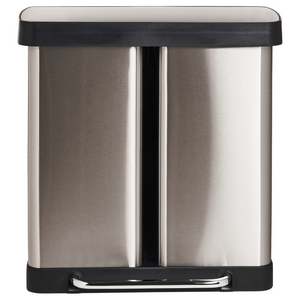 Cestino doppio con pedale e coperchio metallo Materiale sintetico Argento Cucina moderna Riciclabile