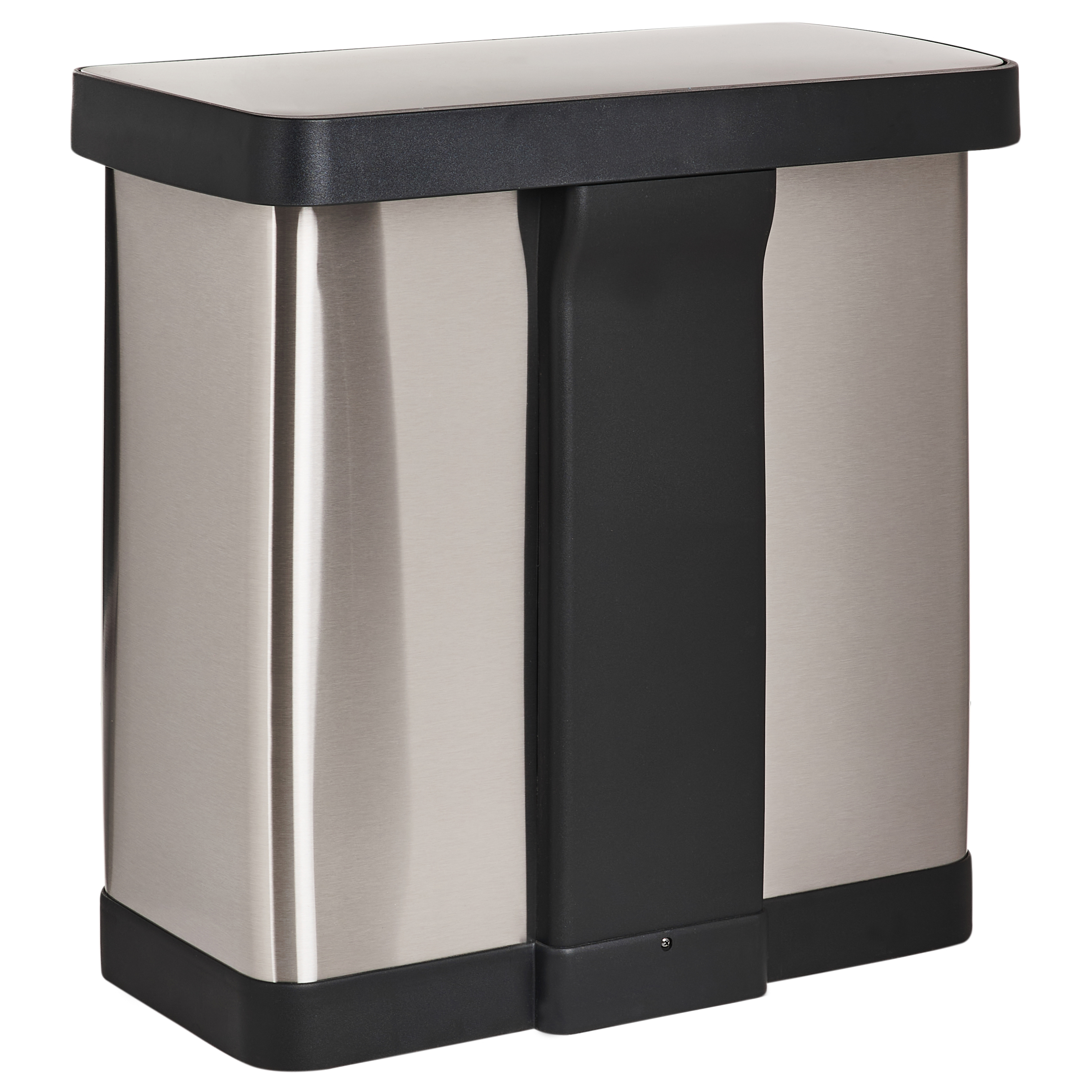 Cestino doppio con pedale e coperchio metallo Materiale sintetico Argento Cucina moderna Riciclabile