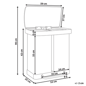 Cestino doppio con pedale e coperchio metallo Materiale sintetico Argento Cucina moderna Riciclabile