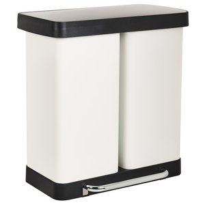Cestino doppio con pedale e coperchio metallo Materiale sintetico Bianco Cucina moderna Riciclabile