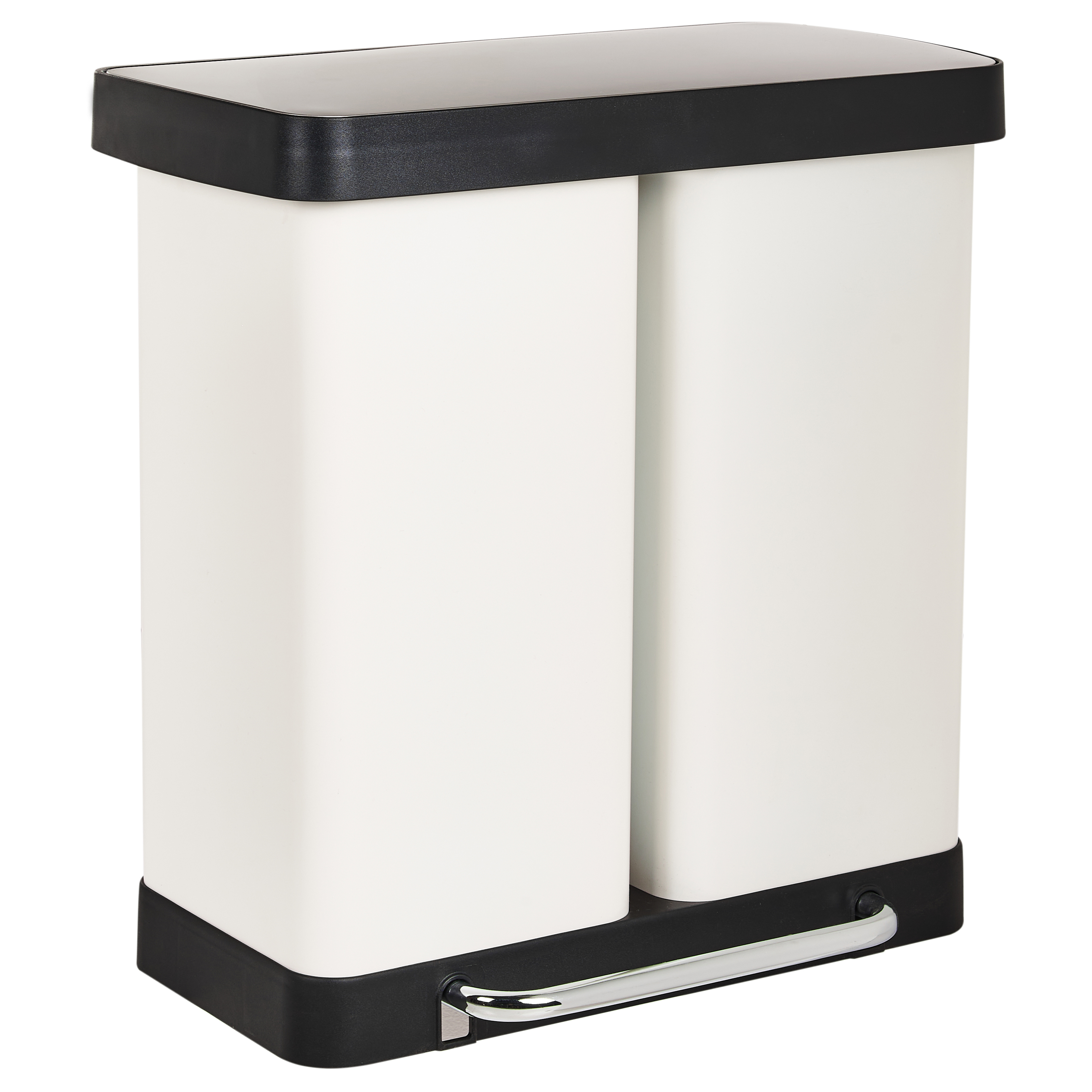 Cestino doppio con pedale e coperchio metallo Materiale sintetico Bianco Cucina moderna Riciclabile