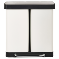 Cestino doppio con pedale e coperchio metallo Materiale sintetico Bianco Cucina moderna Riciclabile