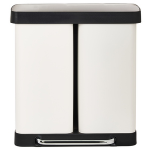 Cestino doppio con pedale e coperchio metallo Materiale sintetico Bianco Cucina moderna Riciclabile