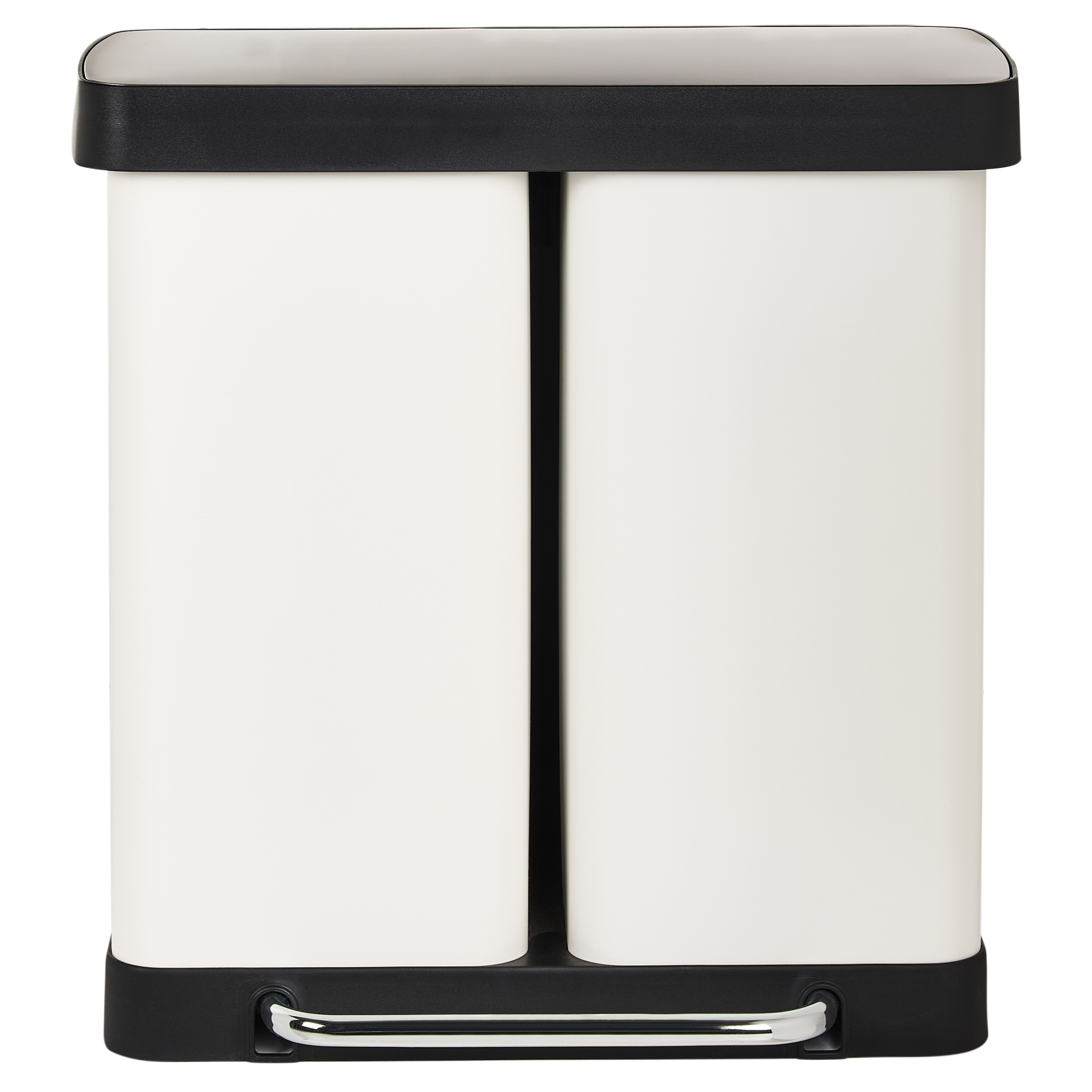 Cestino doppio con pedale e coperchio metallo Materiale sintetico Bianco Cucina moderna Riciclabile