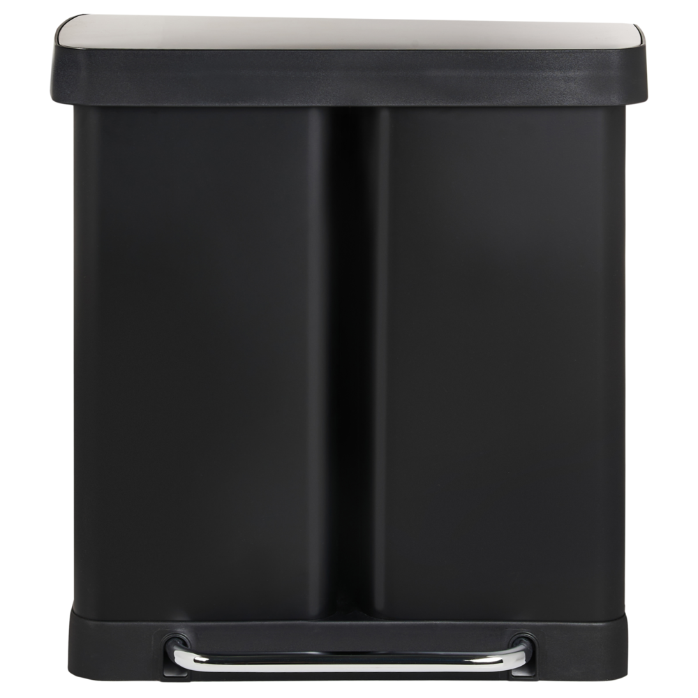 Cestino doppio con pedale e coperchio metallo Materiale sintetico Nero Cucina moderna Riciclabile