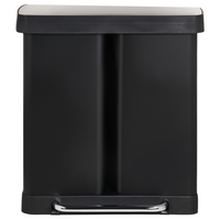 Cestino doppio con pedale e coperchio metallo Materiale sintetico Nero Cucina moderna Riciclabile