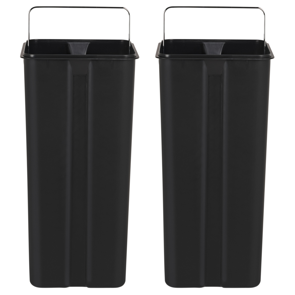 Cestino doppio con pedale e coperchio metallo Materiale sintetico Nero Cucina moderna Riciclabile