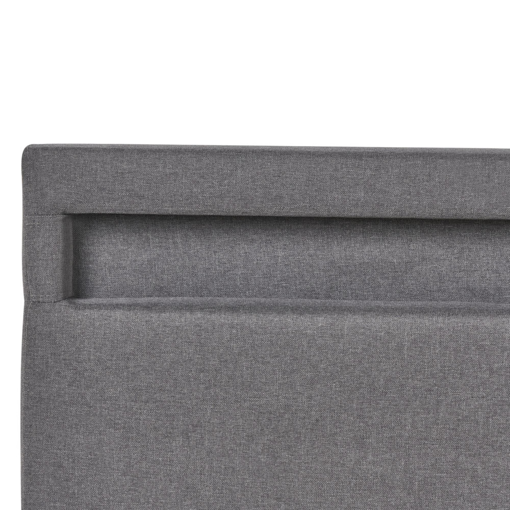 Letto matrimoniale in tedduto grigio scuro con LED 160 x 200 cm con contenitore e ottomana con doghe in legno