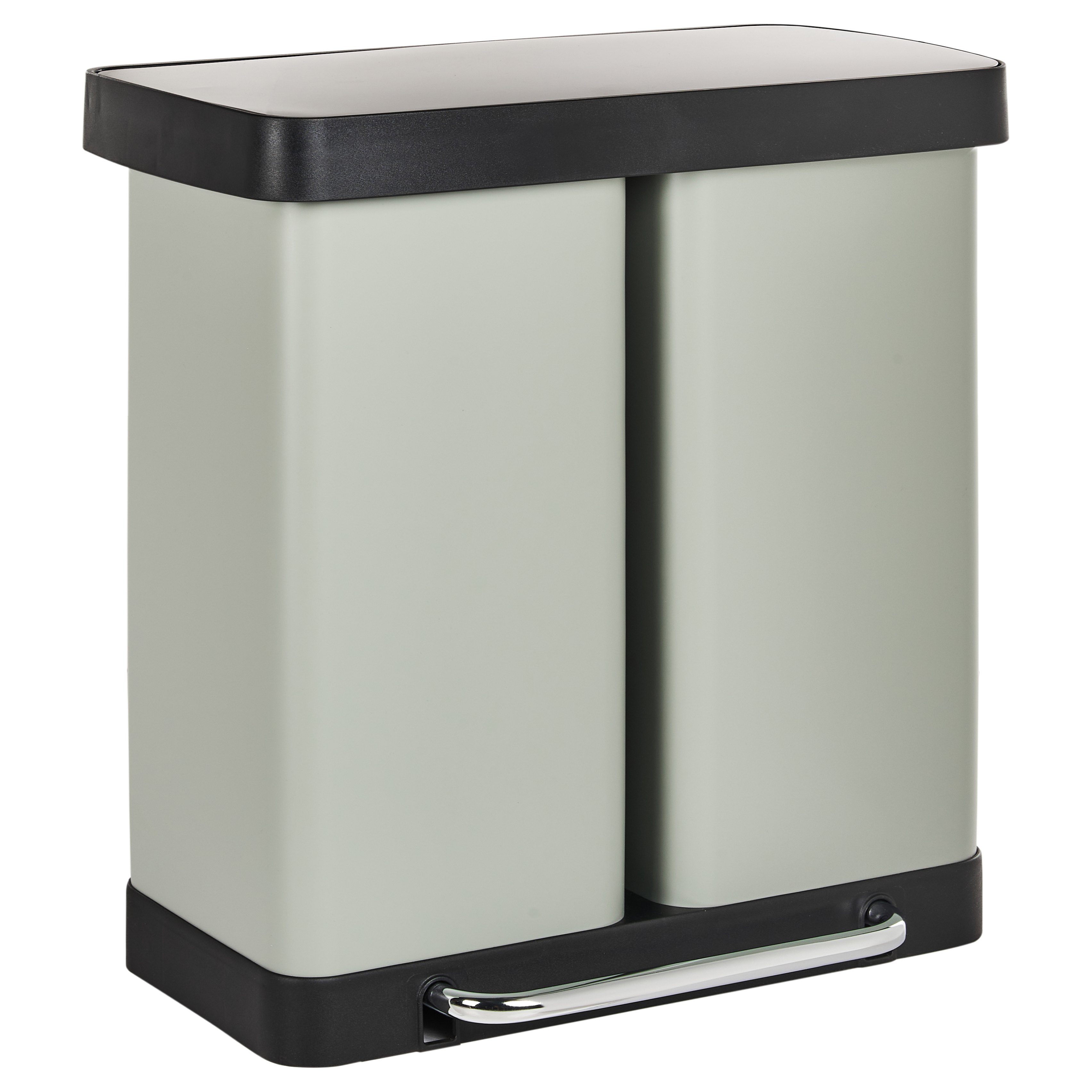 Cestino doppio con pedale e coperchio metallo Materiale sintetico Verde Chiaro Cucina moderna Riciclabile