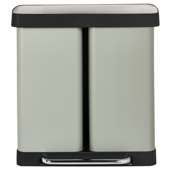 Cestino doppio con pedale e coperchio metallo Materiale sintetico Verde Chiaro Cucina moderna Riciclabile