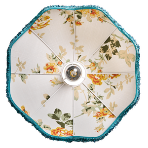 Lampada a sospensione Tessuto di carta blu 182 cm con frange e illuminazione a sospensione Retro Vintage