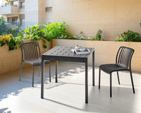 Tavolo da pranzo da giardino Telaio sintetico nero 4 posti resistente alle intemperie Patio esterno