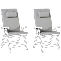 Set di 2 cuscini per sedie da giardino Cuscino per schienale in poliestere grigio chiaro Design moderno Cuscino per esterni