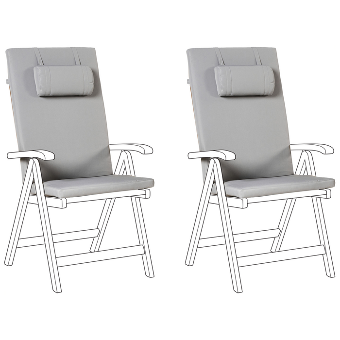 Set di 2 cuscini per sedie da giardino Cuscino per schienale in poliestere grigio chiaro Design moderno Cuscino per esterni