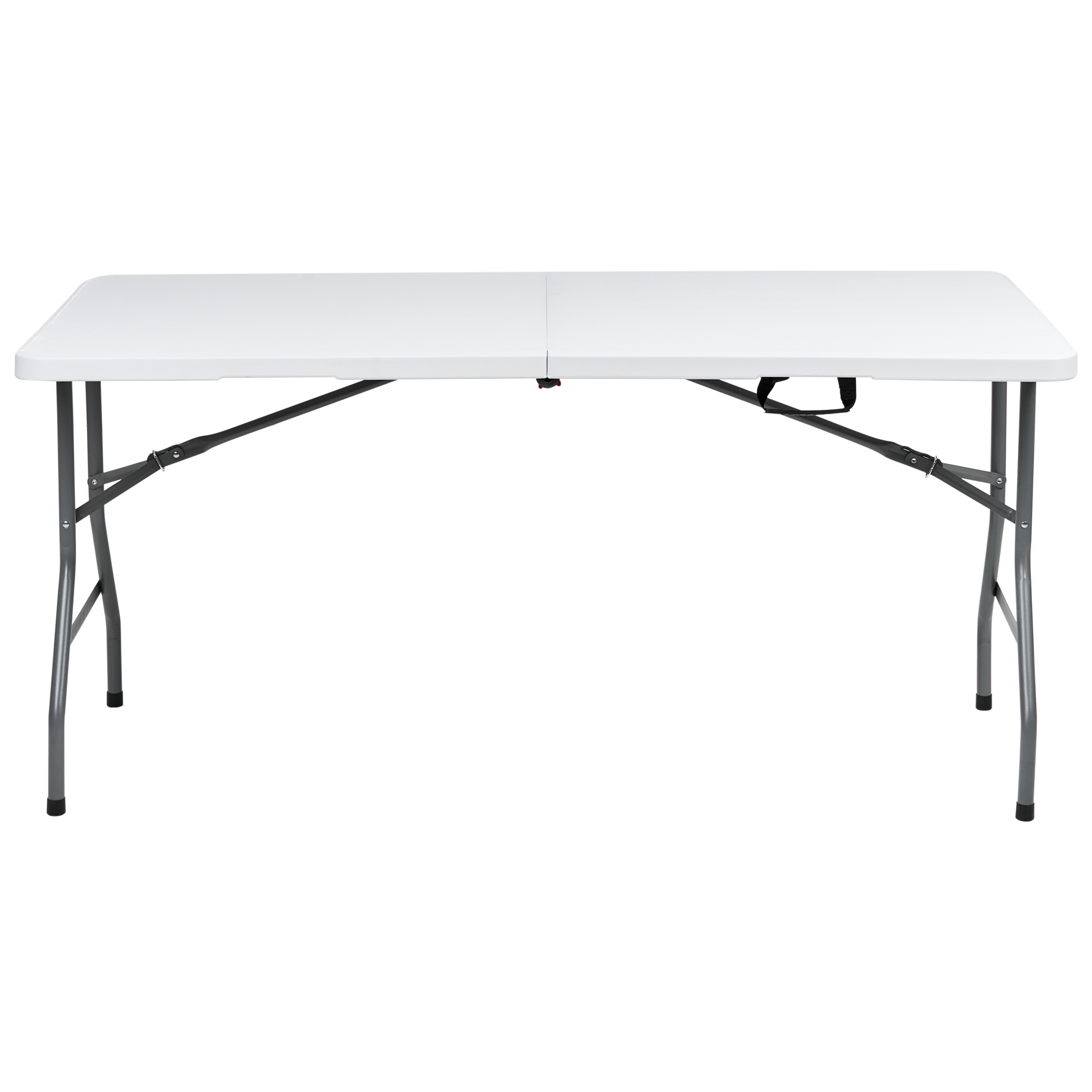 Tavolo da pranzo da giardino in materiale sintetico bianco 152 x 74 cm 4 posti a sedere rettangolare pieghevole gambe in metallo Minimalista