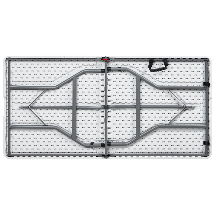 Tavolo da pranzo da giardino in materiale sintetico bianco 152 x 74 cm 4 posti a sedere rettangolare pieghevole gambe in metallo Minimalista