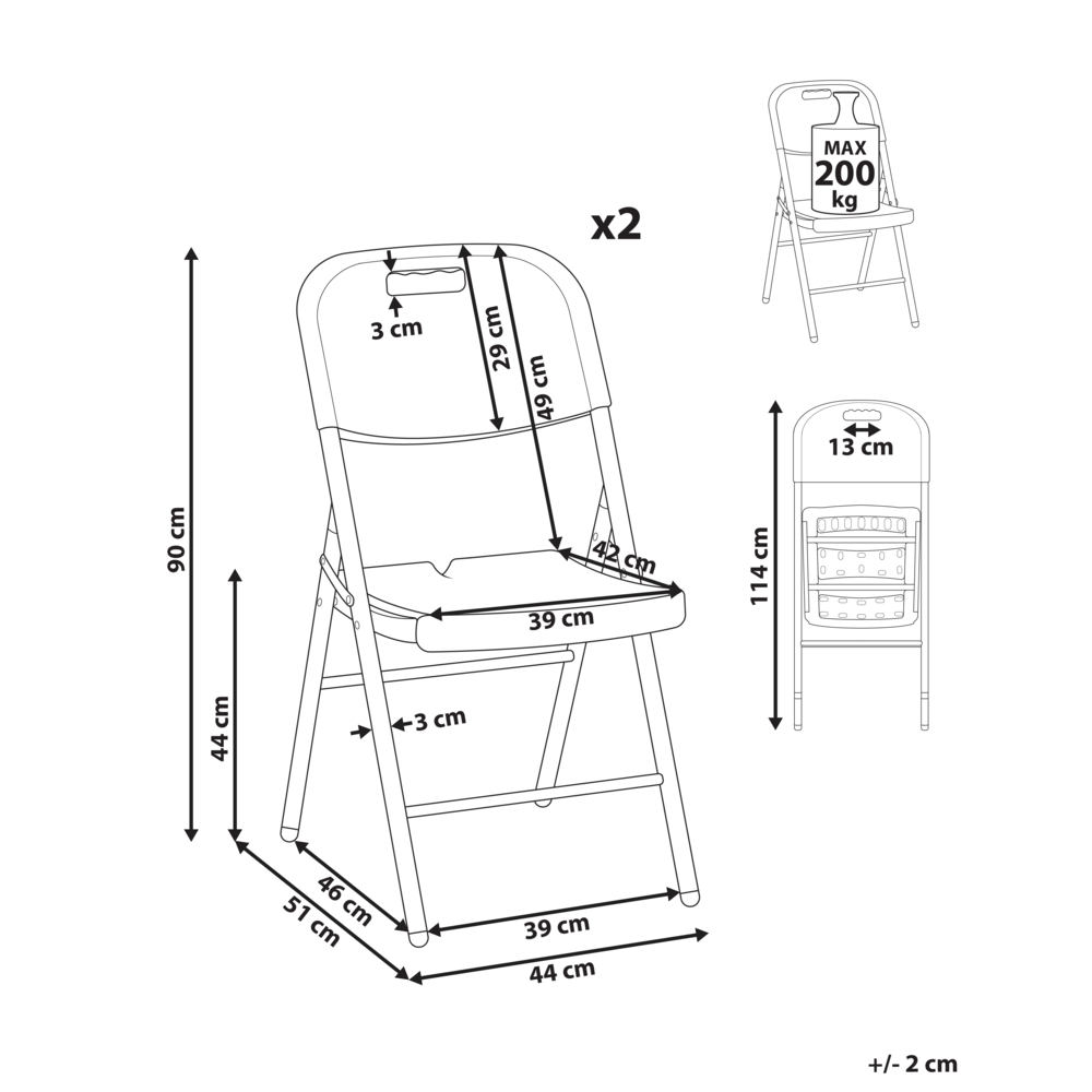 Set di 2 sedie da giardino in materiale sintetico bianco per esterni senza braccioli Stile moderno