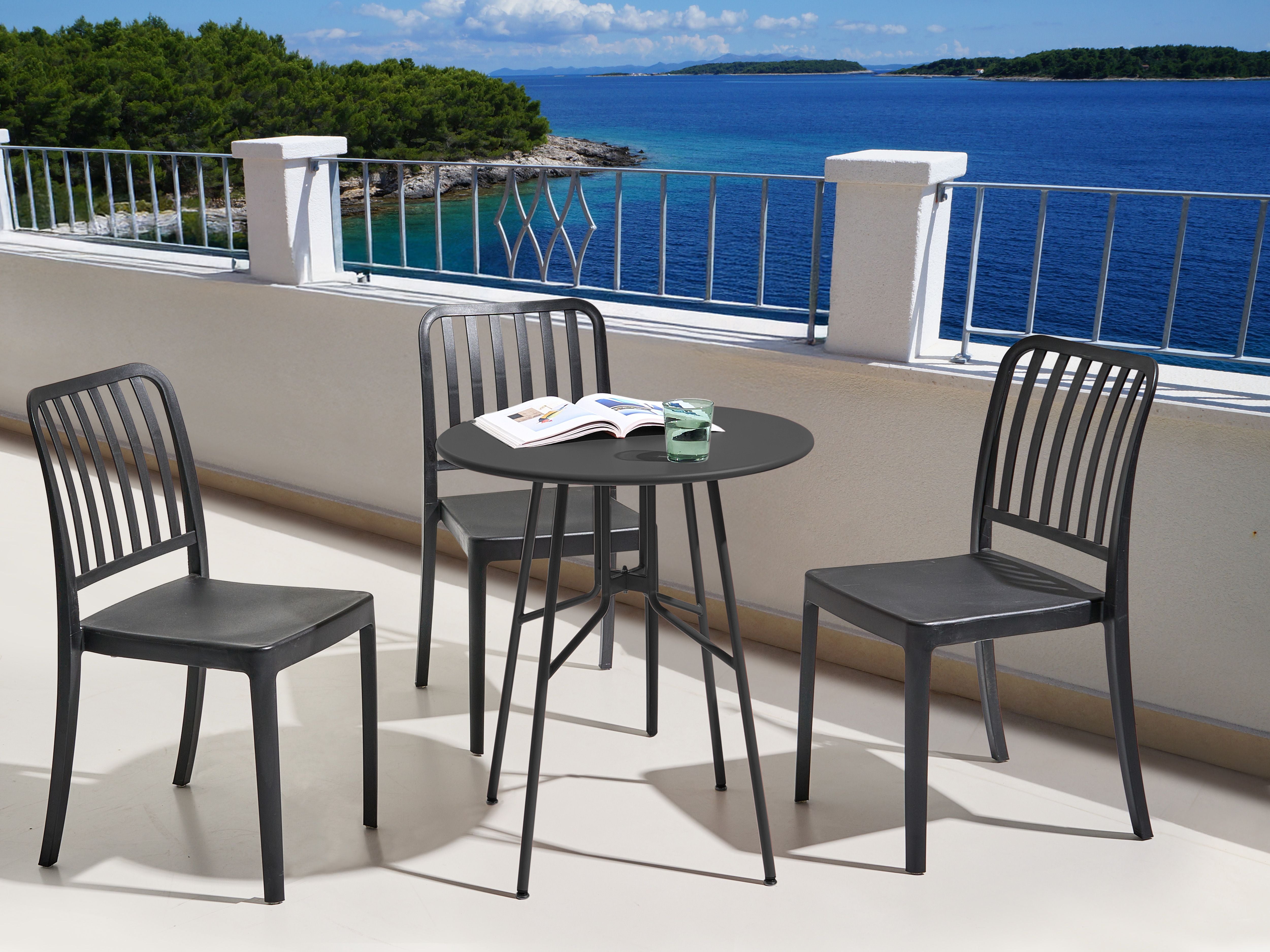 Tavolo da pranzo da giardino in ferro nero metallo rotondo ø 64 cm Design moderno per esterni