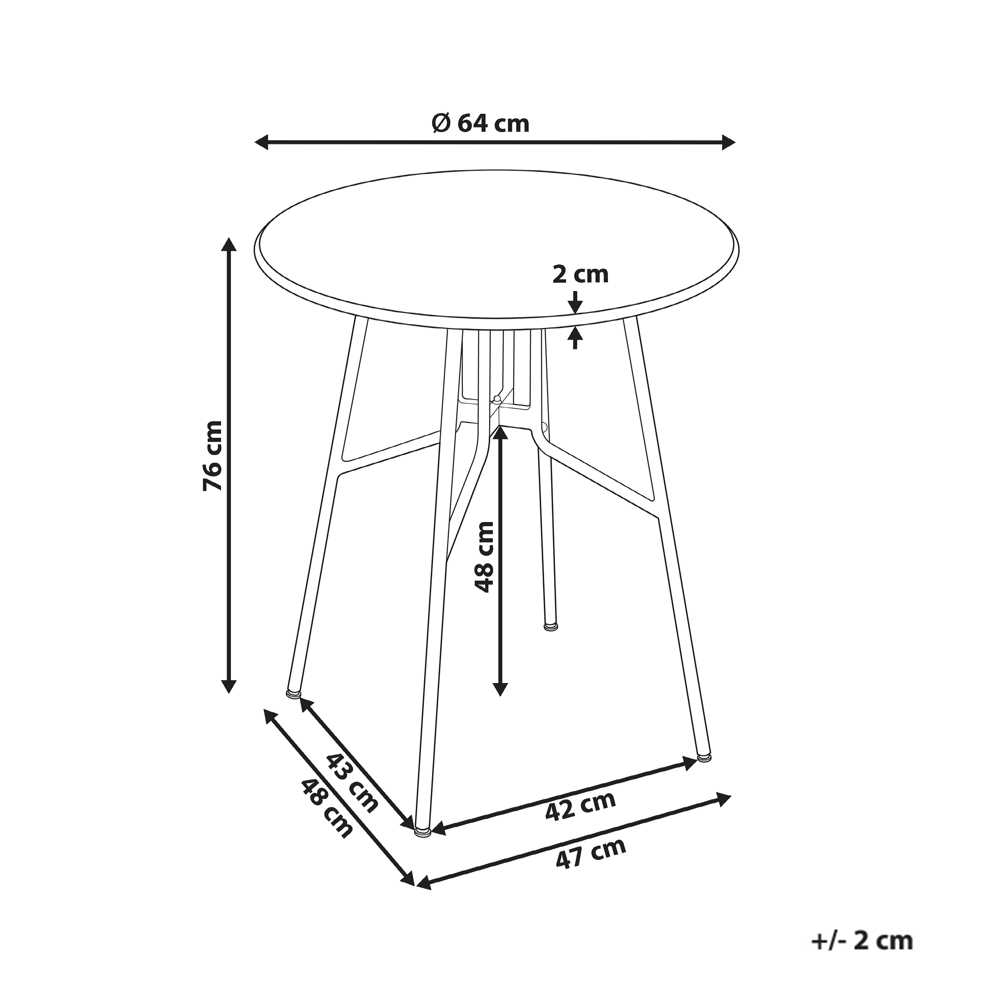 Tavolo da pranzo da giardino in ferro nero metallo rotondo ø 64 cm Design moderno per esterni