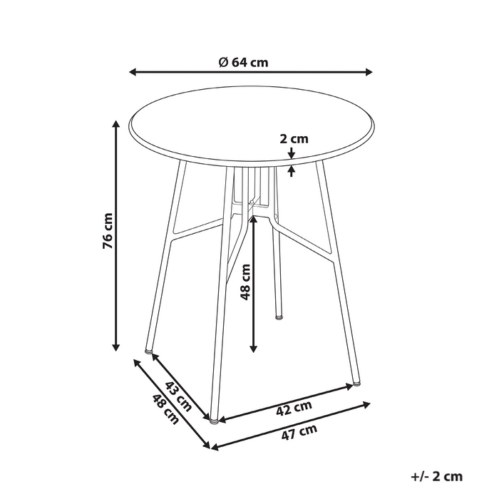 Tavolo da pranzo da giardino in ferro nero metallo rotondo ø 64 cm Design moderno per esterni