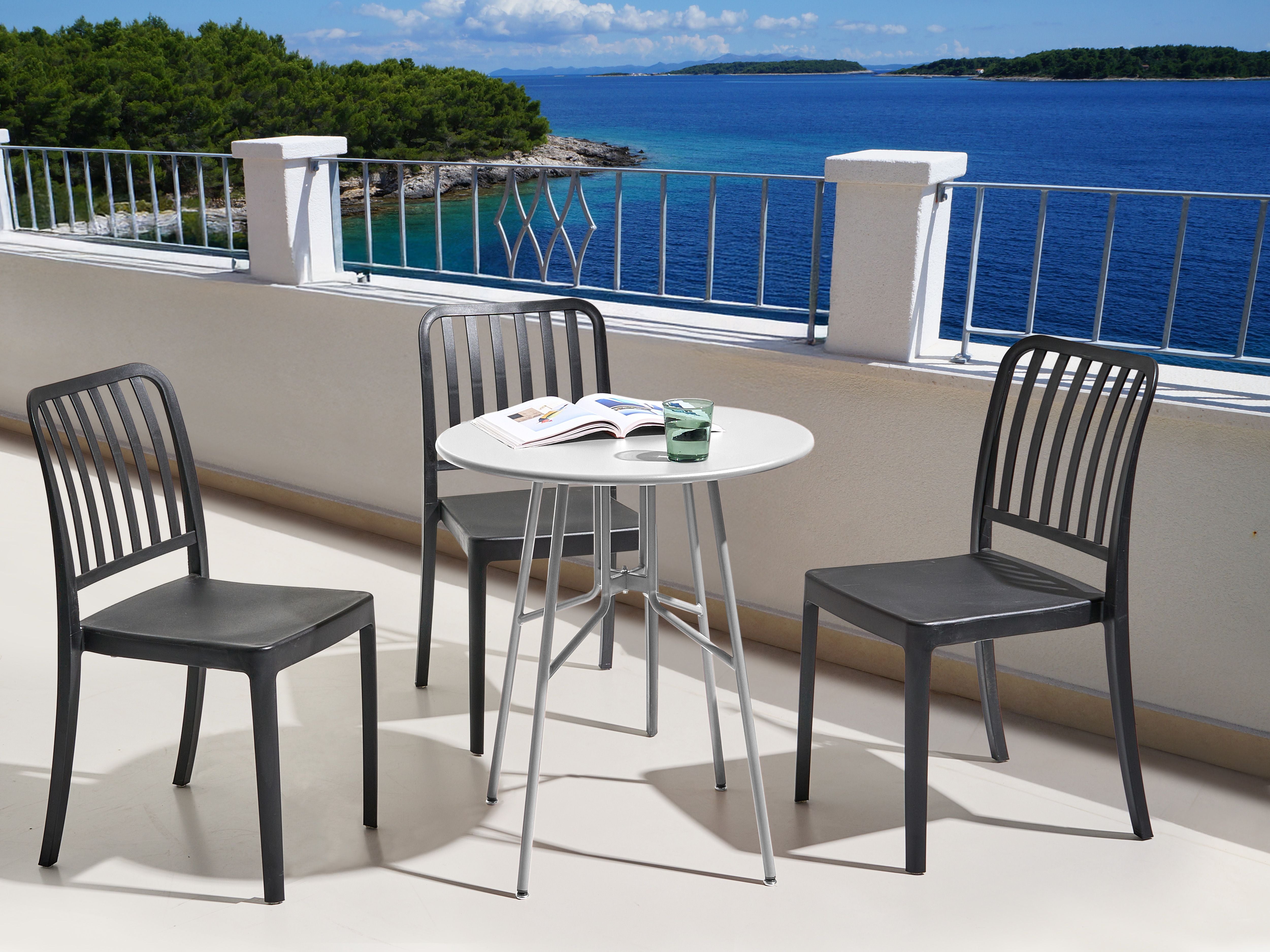 Tavolo da pranzo da giardino in ferro grigio metallo rotondo ø 64 cm Design moderno per esterni