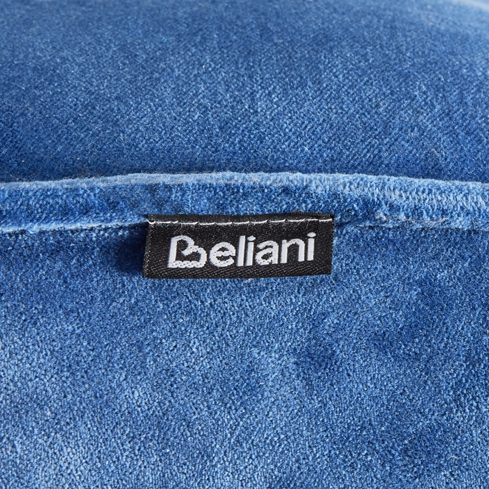 Pouf ottomano in velluto blu poggiapiedi rotondo Glam