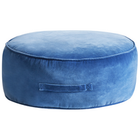 Pouf rotondo moderno in velluto per soggiorno e camera da letto blu stile glamour