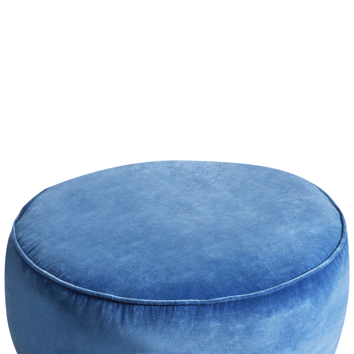 Pouf rotondo moderno in velluto per soggiorno e camera da letto blu stile glamour