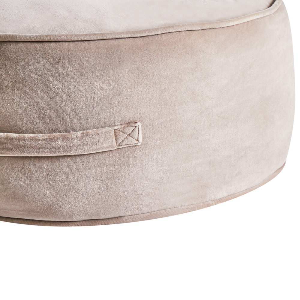 Pouf rotondo moderno in velluto per soggiorno e camera da letto marrone chiaro stile glamour