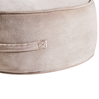 Pouf rotondo moderno in velluto per soggiorno e camera da letto marrone chiaro stile glamour