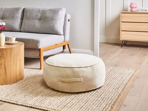 Pouf rotondo moderno in velluto per soggiorno e camera da letto beige chiaro stile glamour
