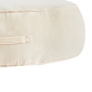 Pouf rotondo moderno in velluto per soggiorno e camera da letto beige chiaro stile glamour