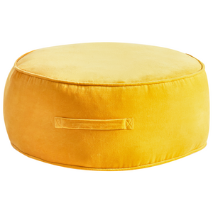 Pouf rotondo moderno in velluto per soggiorno e camera da letto giallo stile glamour