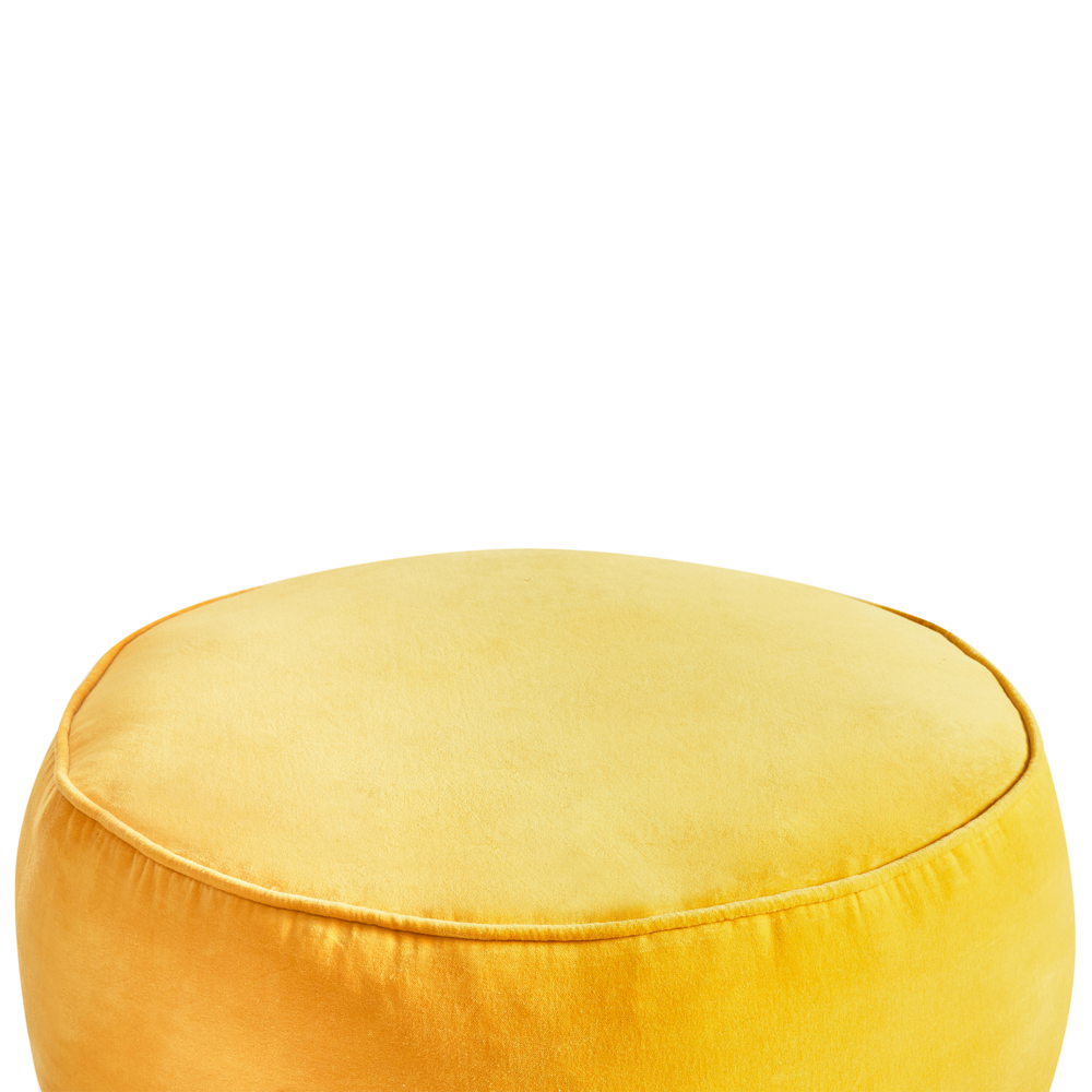 Pouf rotondo moderno in velluto per soggiorno e camera da letto giallo stile glamour