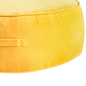 Pouf rotondo moderno in velluto per soggiorno e camera da letto giallo stile glamour