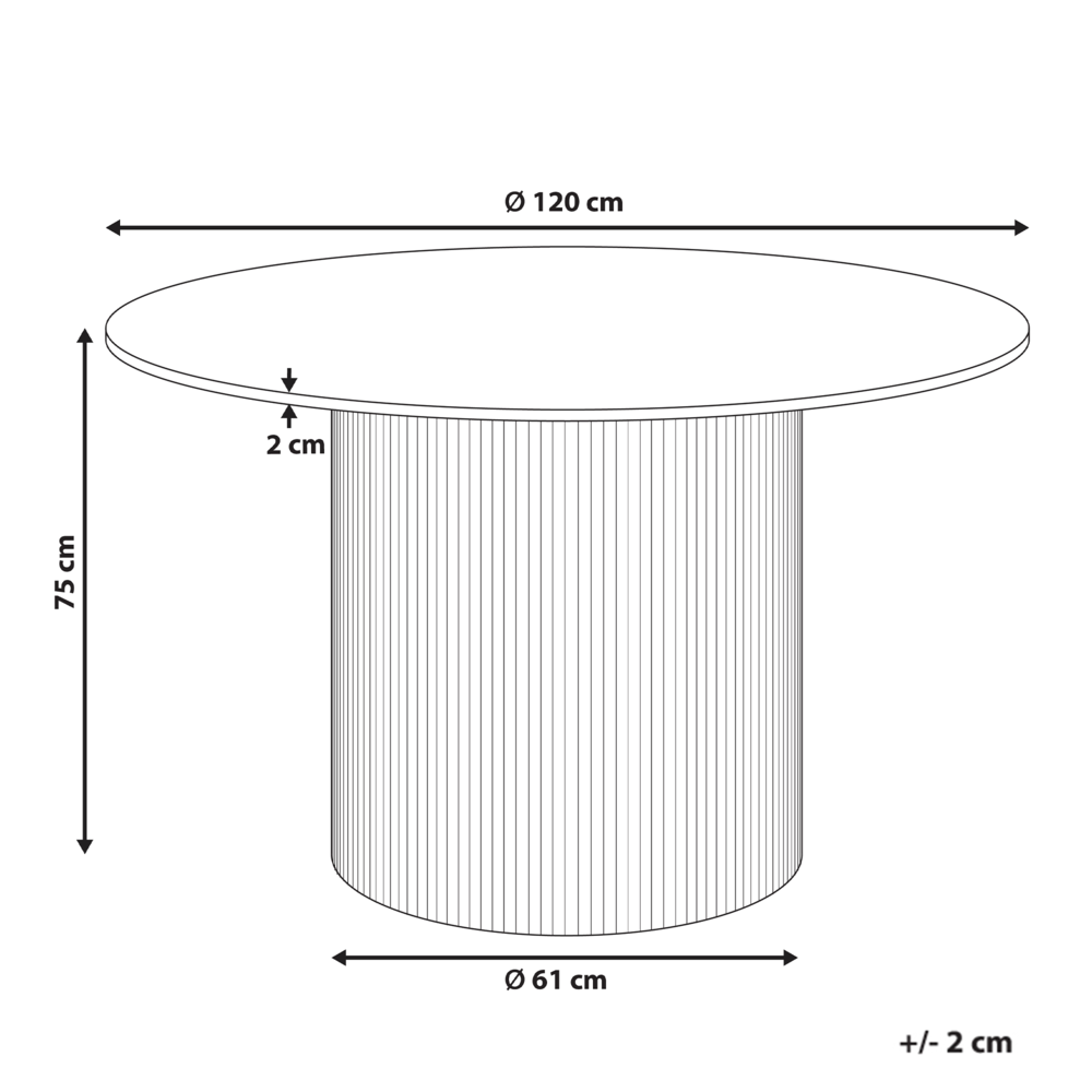 Tavolo da pranzo moderno rotondo ⌀ 120 cm Industrial Gamba nervata MDF Marmo bianco