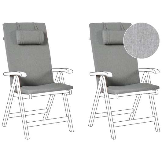 Set di 2 cuscini per sedie da giardino Cuscino per schienale in poliestere grigio Design moderno Cuscino per esterni