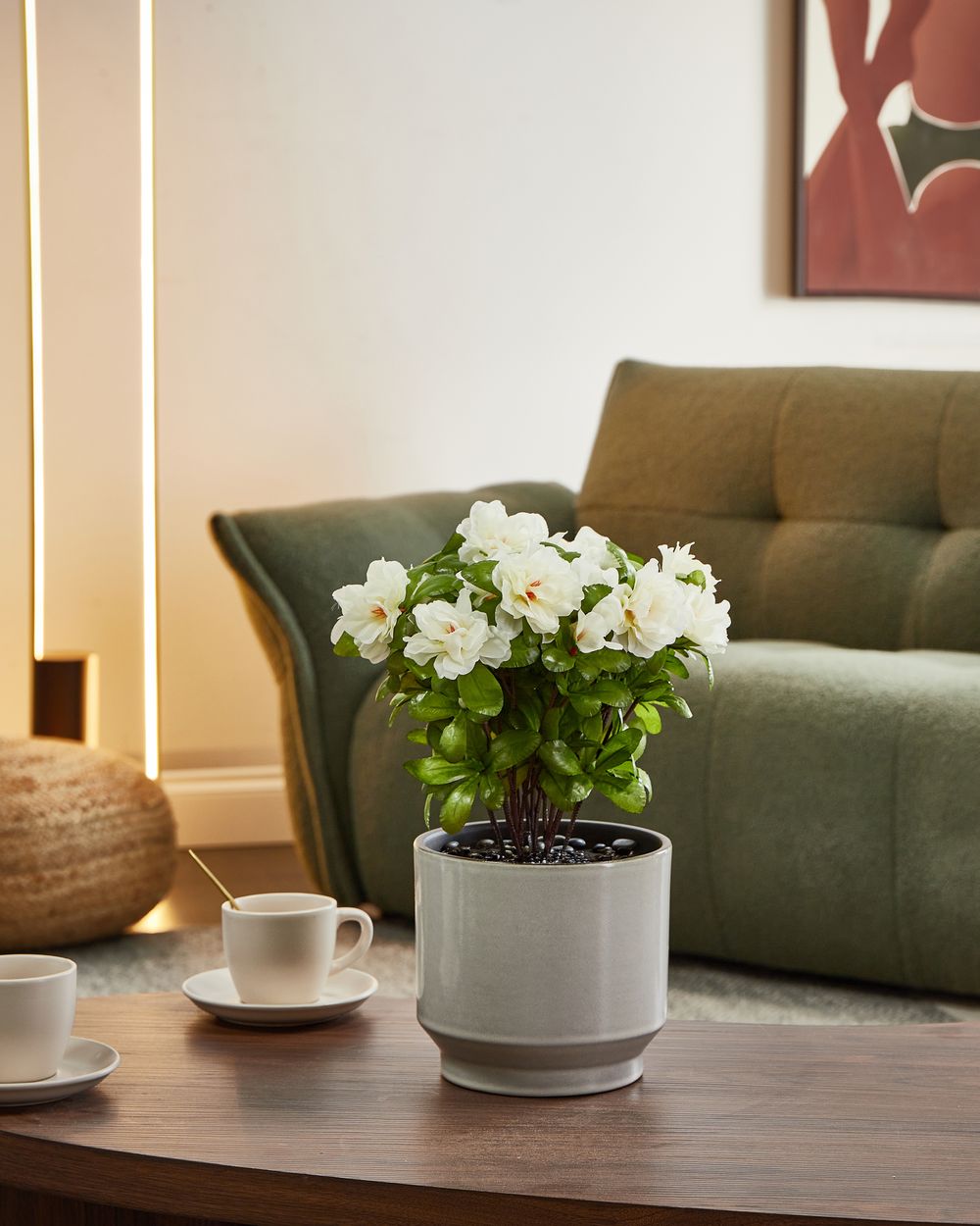 Pianta decorativa in Materiale Sintetico bianco 122 cm Accessorio per interni