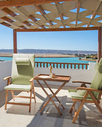 Set di 2 sedie in legno di acacia e cuscini verde pieghevoli in stile rustico resistente ai raggi UV